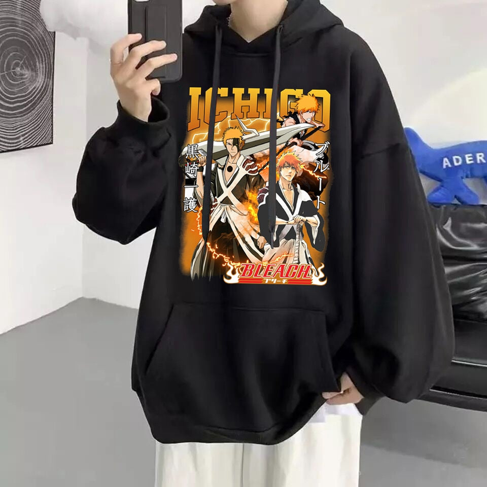 Sweat à Capuche Bleach Officiel - Thousand Year Blood War - Design Ichigo Orange - Merch Anime Pour Fans - 9